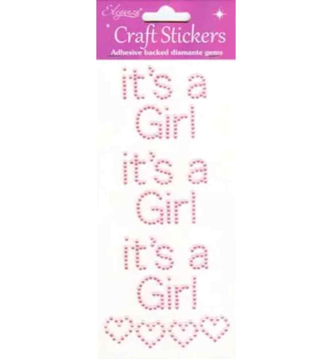 Eleganza Craft Stickers 'It's A Girl' Pearl Pink