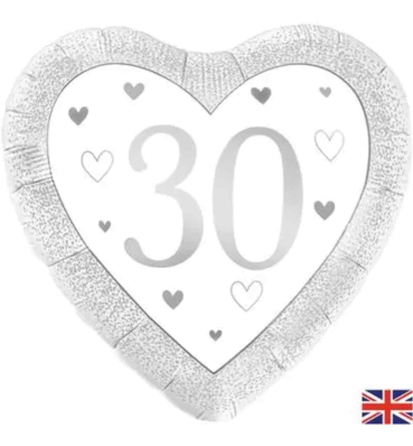 18" Oaktree Happy 30th Anniversary Heart Foil Balloon