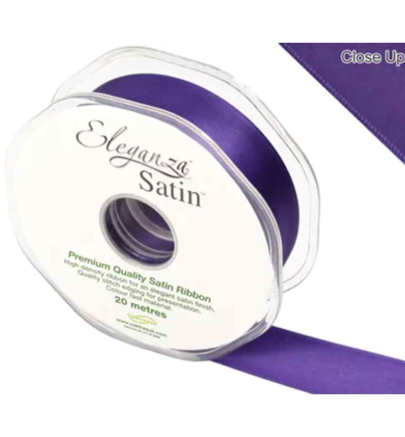 Eleganza Satin Double Faced Plum - 25mm x 20m