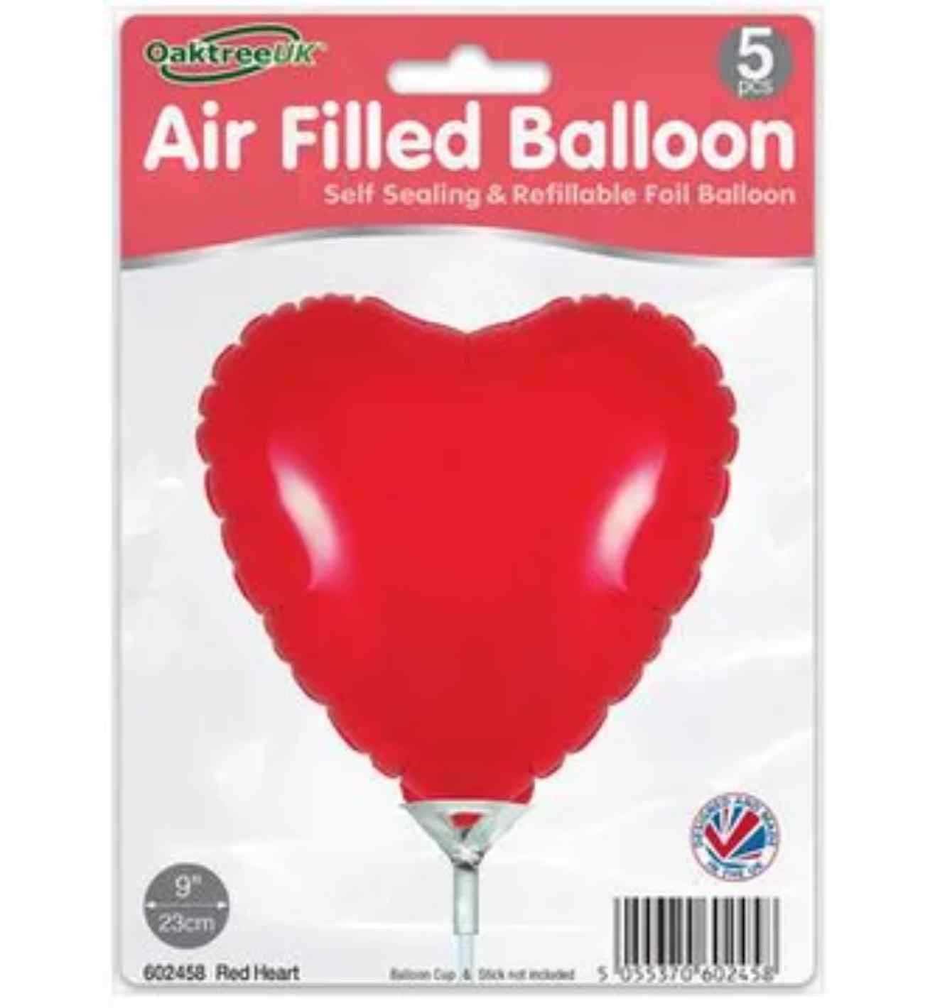 9" Oaktree Red Hearts 5pcs