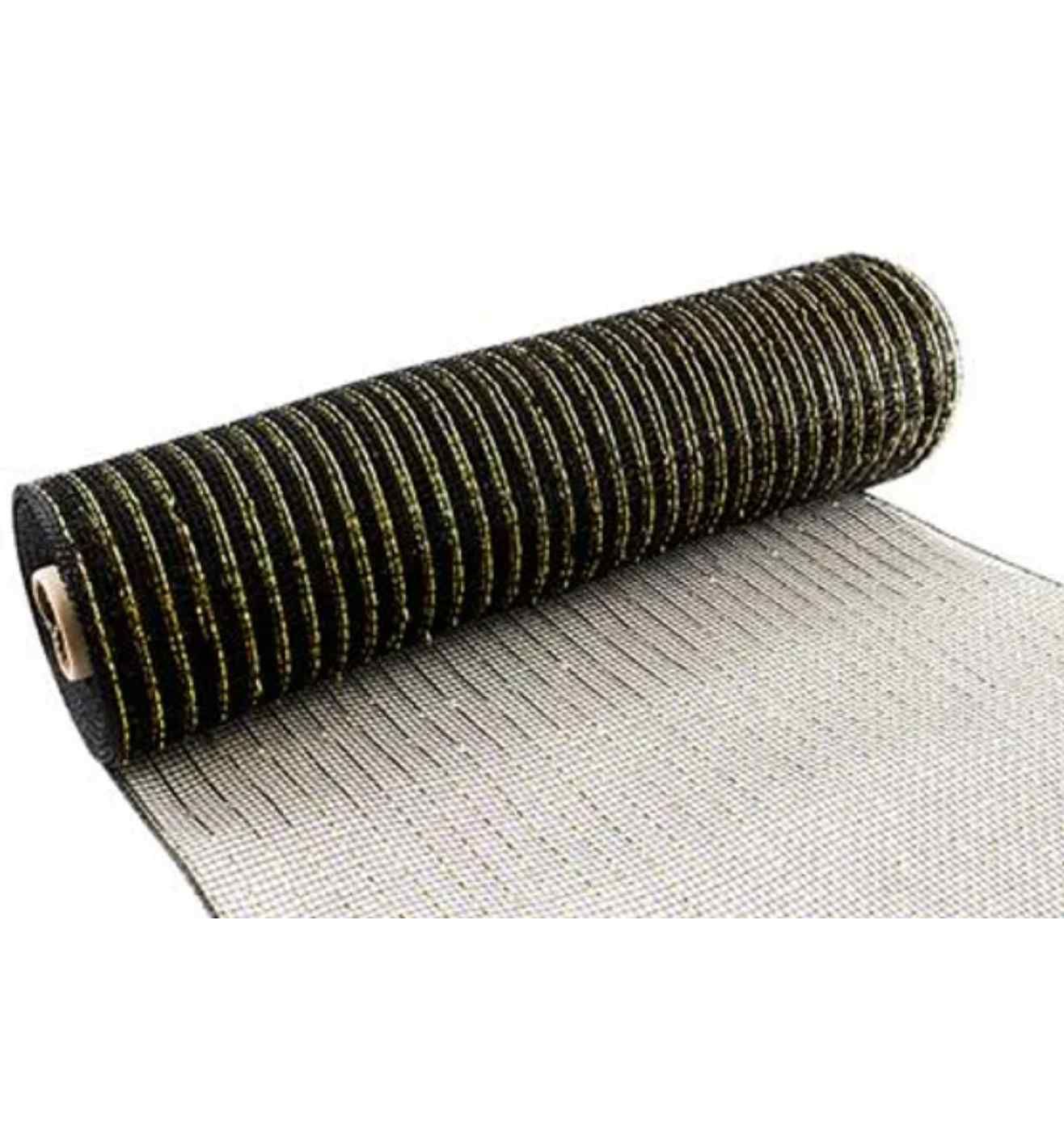 Eleganza Deco Mesh Black & Gold - 25cm x 9.1m