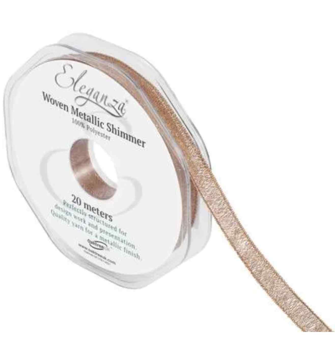 Woven Metallic Shimmer 10mm x 20m Rose Gold