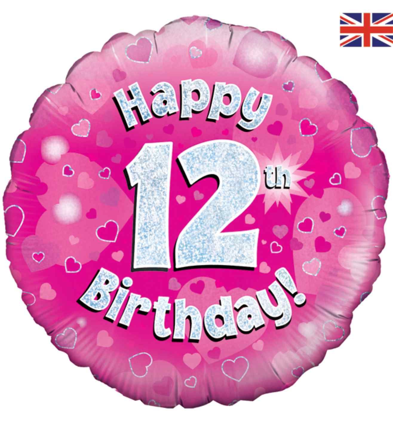 18" Oaktree 12th Birthday Pink Round