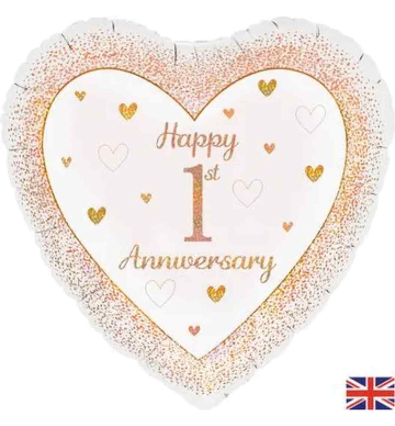 18" Oaktree Happy 1st Anniversary Rose Gold Heart