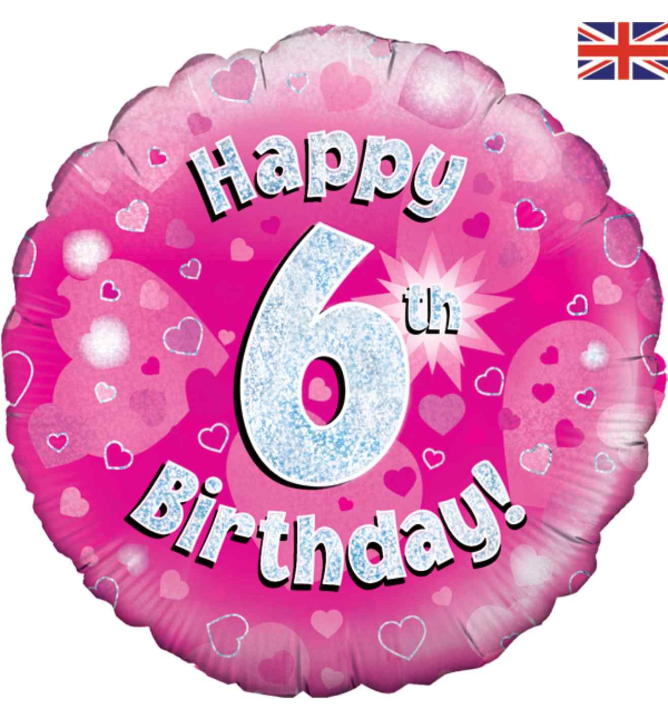 18" Oaktree 6th Birthday Pink Round