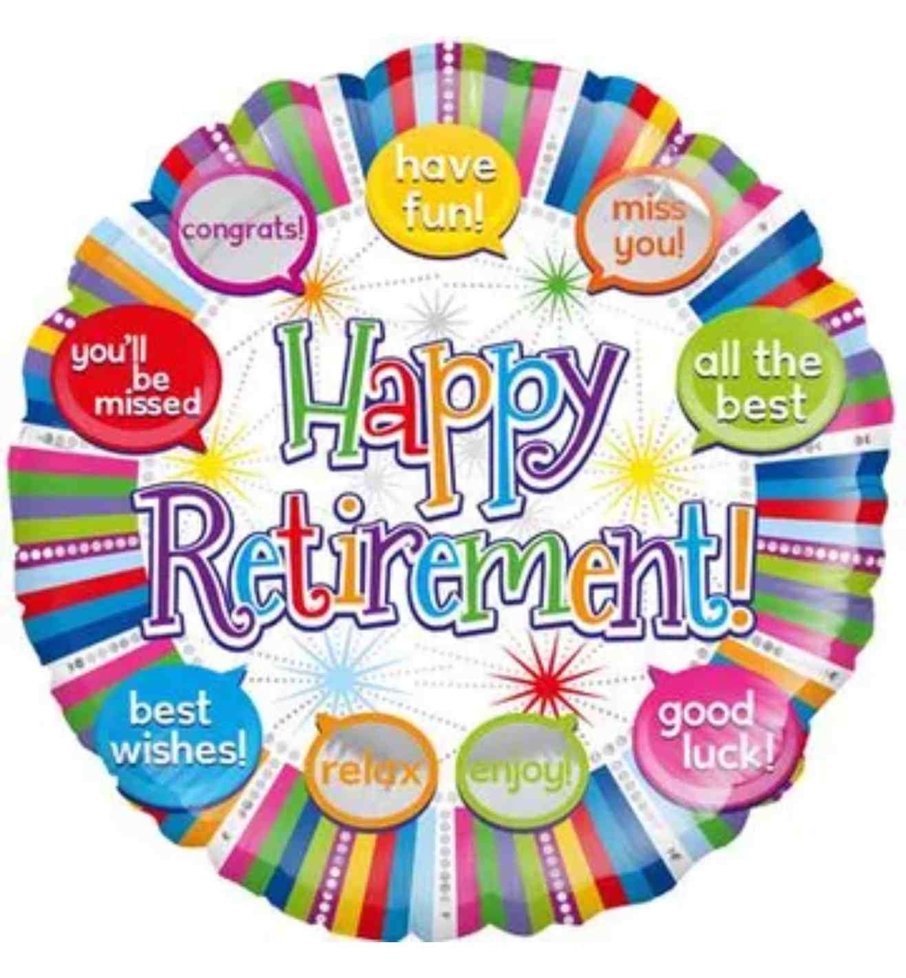 18" Oaktree Happy Retirement Speech Bubbles Round