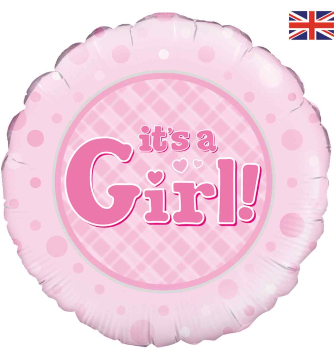 18" Oaktree 'It's A Girl' Pink Round