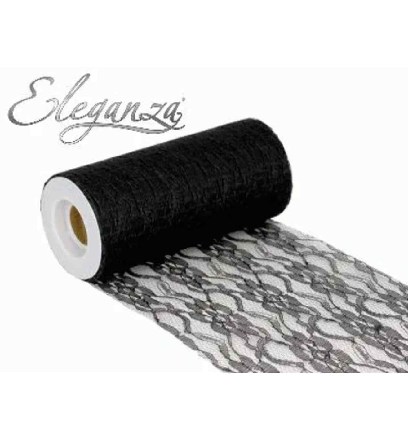Eleganza Lace Netting Black - 6" x 10m