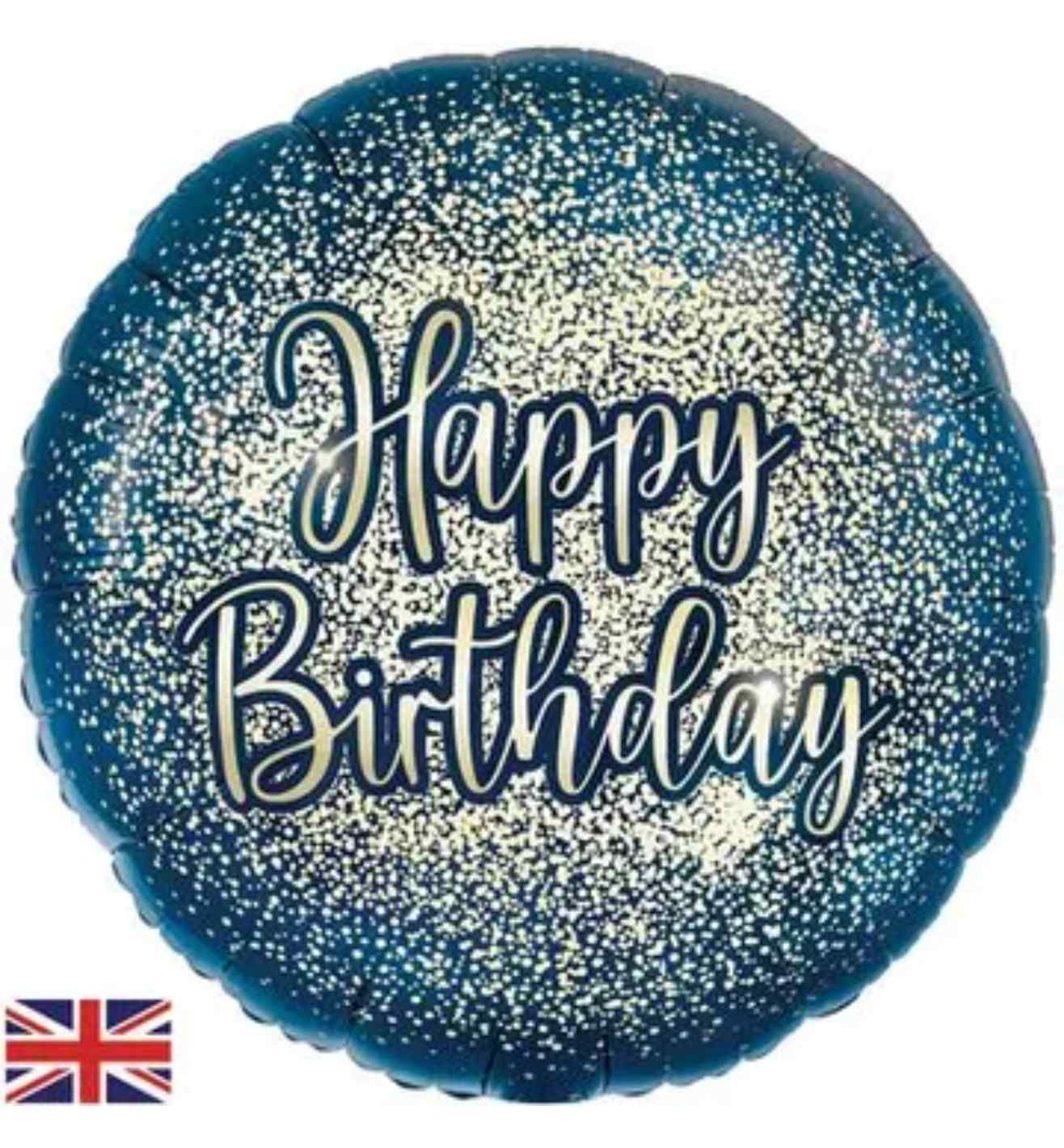 18" Oaktree Navy Gold Metallic Glitter Birthday