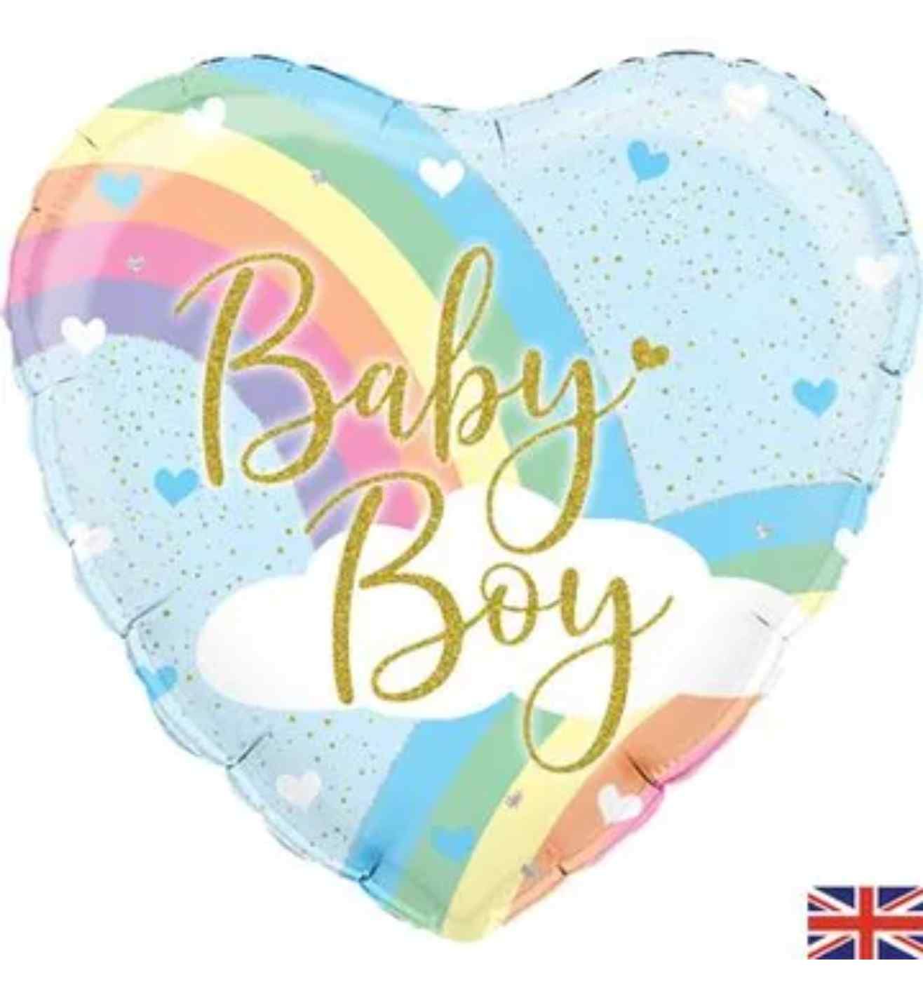 18" Oaktree Pastel Rainbow Baby Boy Heart