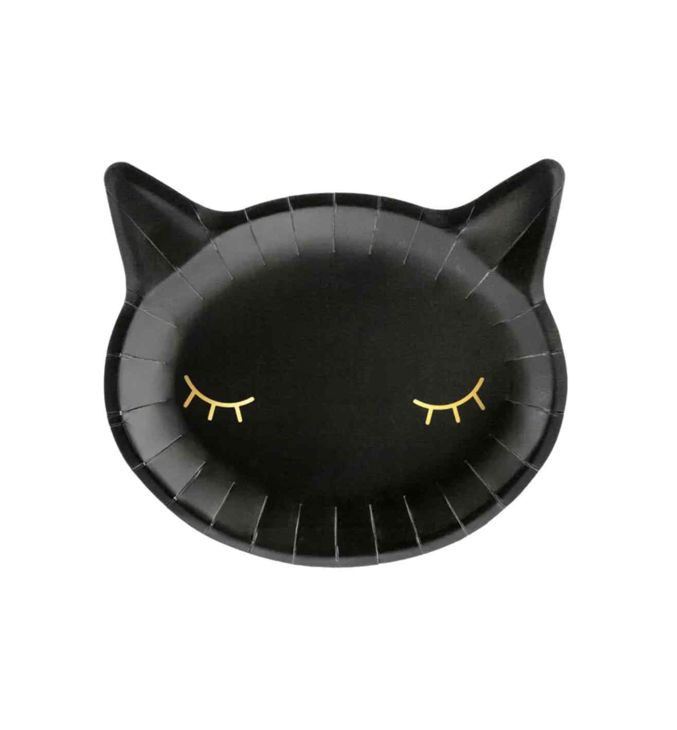 Cat Paper Plates Black 6ct