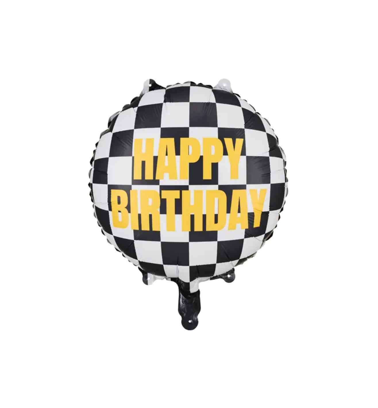 14" Foil Balloon Checkered Flag Birthday
