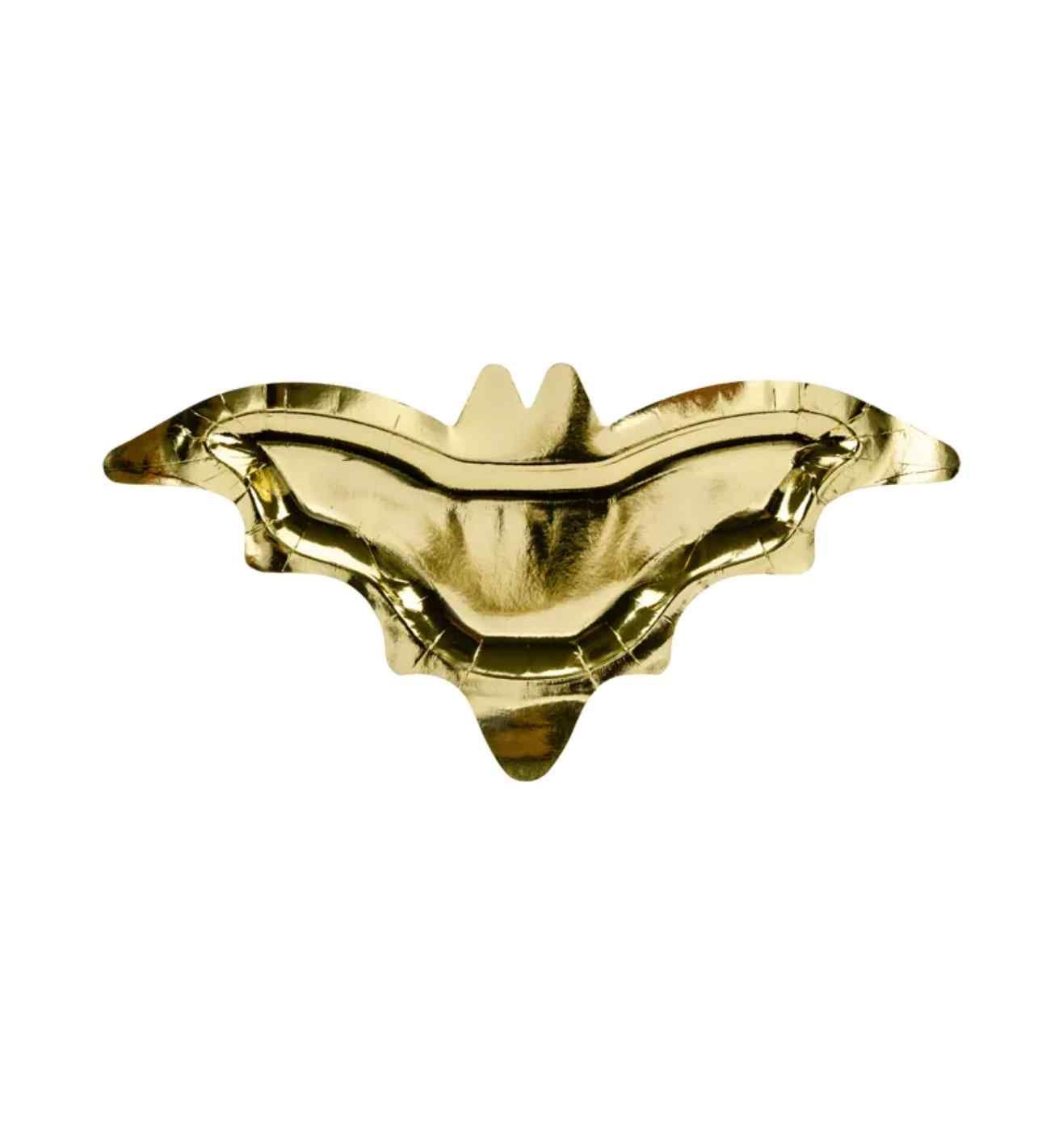 Bat Paper Plates Gold 6ct