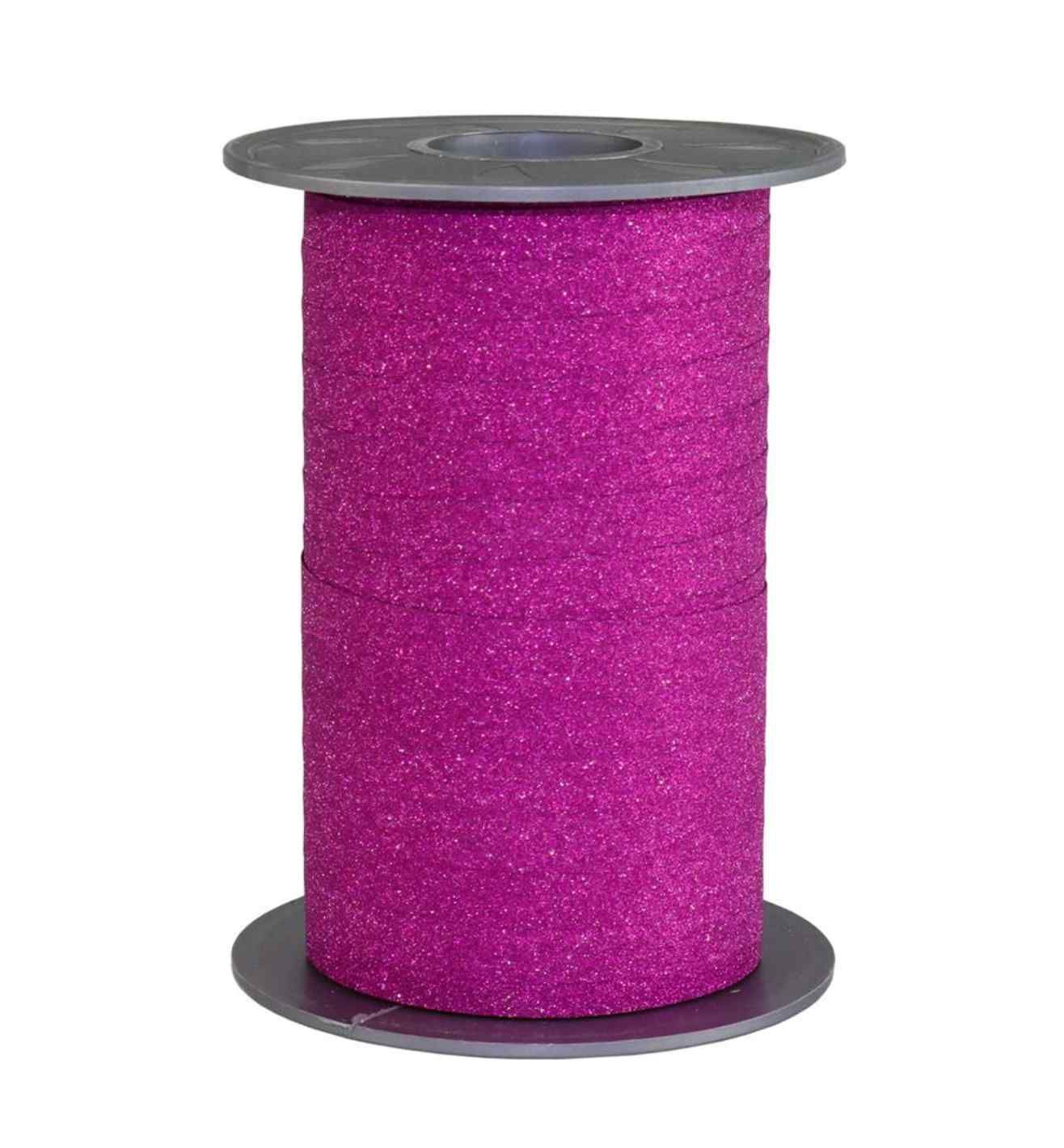 Poly Glitter Pink Ribbon 10mm x 100m