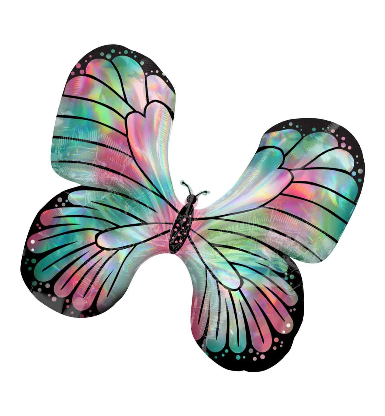 30" Iridescent Teal & Pink Butterfly Supershape