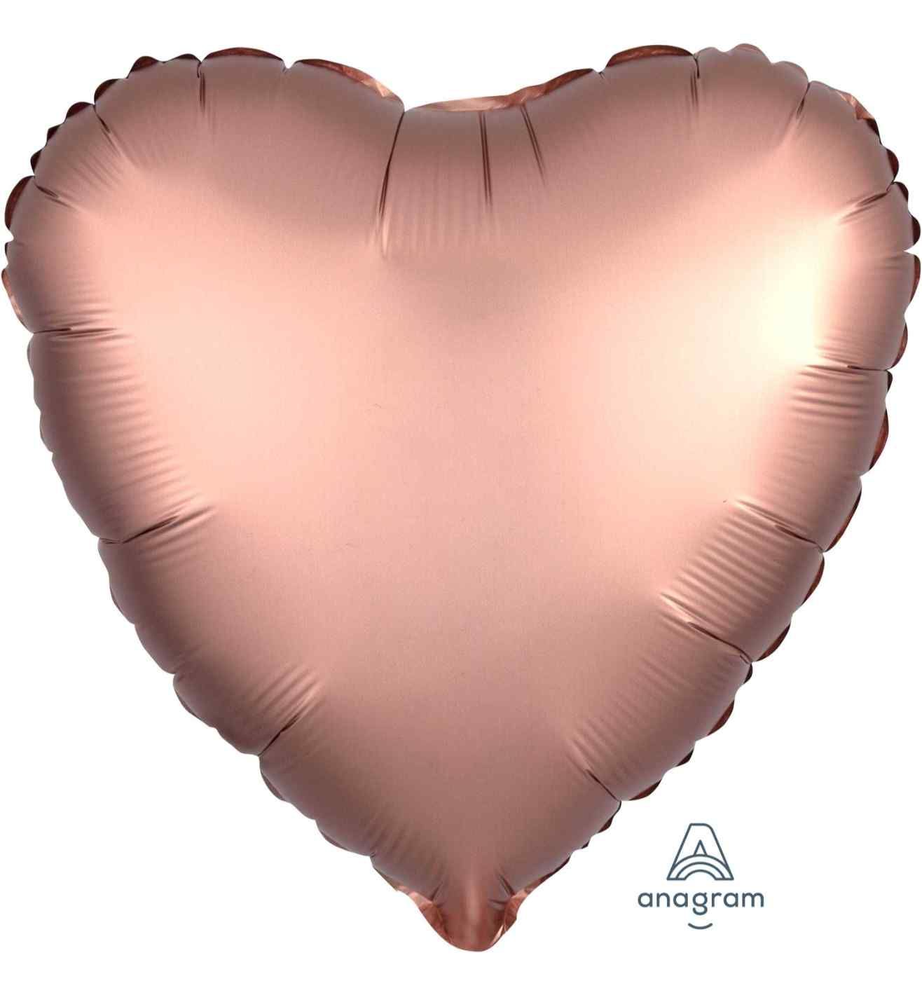 18" Rose Copper Heart Satin Luxe Foil Balloon Anagram - Unpackaged