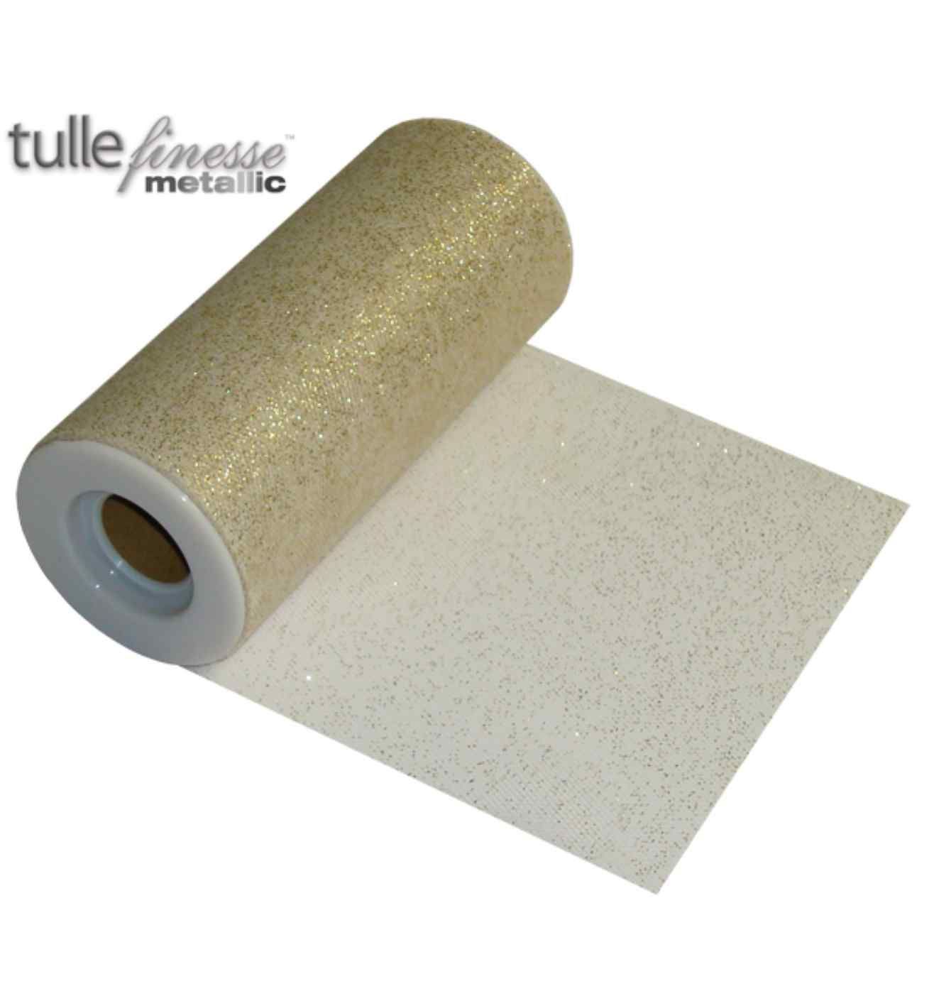Tulle Finesse Metallic Gold 6" x 25yds