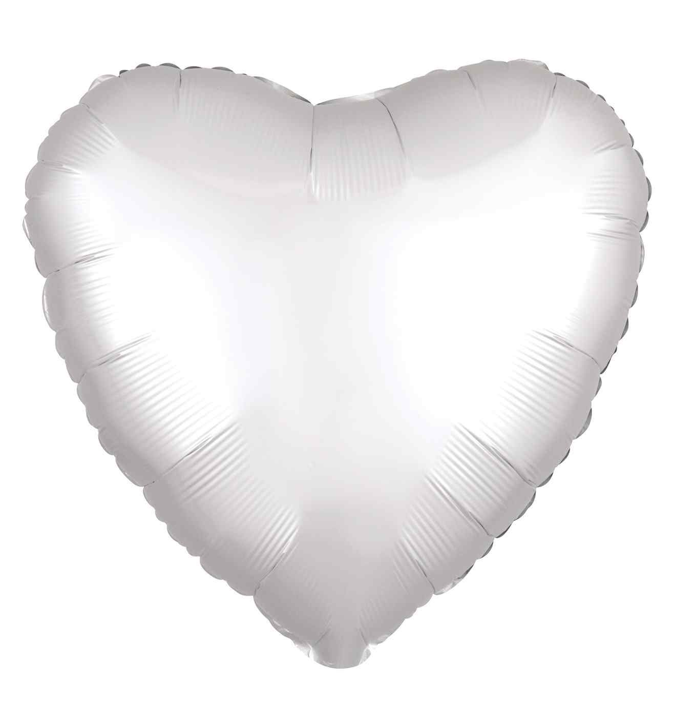 17" White Heart Satin Luxe Foil Balloon Anagram - Unpackaged