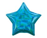 17" Cyan Iridescent Star Foil Balloon Anagram - Unpackaged