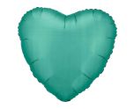 17" Amscan Silk Lustre Jade Green Heart Foil Balloon