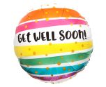 18" Get Well Bold Stripes Foil Balloon