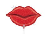 14" Mini Betallic Glitter Lips Foil Balloon