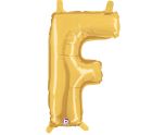 14" Gold Letter F Grabo Foil Balloon.