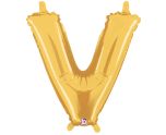 14" Gold Letter V Grabo Foil Balloon