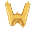 14" Gold Letter W Grabo Foil Balloon