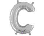 14" Silver Letter C Grabo Foil Balloon.
