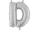 14" Silver Letter D Grabo Foil Balloon.