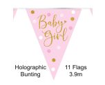 3.9m Oaktree 'Baby Girl' Pink Bunting