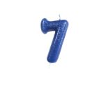 Number 7 Glitter Cake Candle Blue