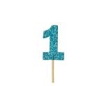 Glitter '1' Numeral Cupcake Toppers Blue