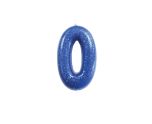 Number 0 Glitter Cake Candle Blue