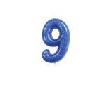 Number 9 Glitter Cake Candle Blue