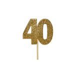 Glitter '40' Numeral Cupcake Toppers Gold