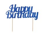 Glitter Happy Birthday Cake Topper Blue