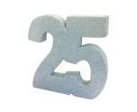 Number 25 Glitter Table Decoration Silver