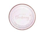 Pink On Your Christening Paper Dinner Plate 8ct