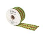 Deco Mesh Metallic Stripe 63mm x 10m Green Red Stripe