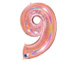 40" Grabo Glitter Holographic Rose Gold Number 9