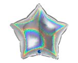 18" Grabo Holographic Silver Star Glitter Foil Balloon
