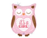 26" Betallic It's A Girl Baby Owl Foil Balloon
