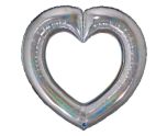 41" Grabo Linky Silver Holographic Heart Shape