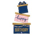 51" Navy Birthday Gift Trio Foil Balloon