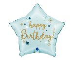 18" Grabo Blue Birthday Star Foil Balloon