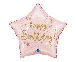18" Grabo Pink Birthday Star Foil Balloon