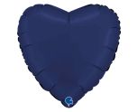 18" Grabo Heart Satin Blue Navy Foil