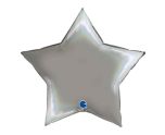 36" Grabo Rainbow Holographic Platinum Pure Star Foil Balloon